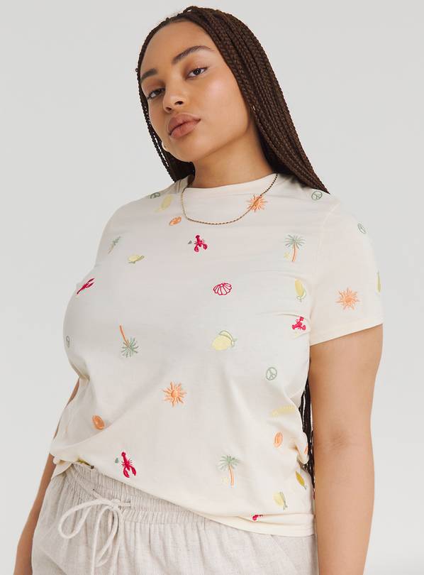 SIMPLY BE Tropical Embroidered Tee 18